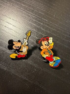 Disney Metallic Mickey & Minnie Silhouette Enamel Pin Set - Black, Silver